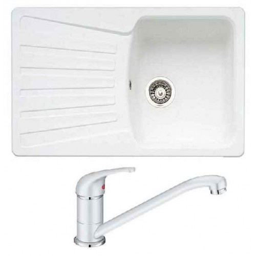 BLANCO SET NOVA 45 S Einbauspüle weiß + Küchenarmatur DARAS weiß BLANCO SET NOVA 45 S Einbauspüle weiß + Küchenarmatur DARAS weiß