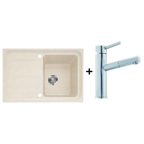 Franke SET G14 Fragranit Spüle IMG 611-78.099 beige + Küchenarmatur FC 7986 Gaia