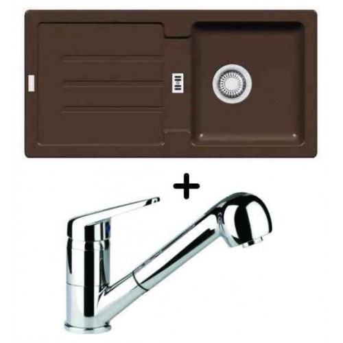 Franke SET G26 Fragranit Spüle STG 614 chocolate + Küchenarmatur FC 9547.031 Franke SET G26 Fragranit Spüle STG 614 chocolate + Küchenarmatur FC 9547.031