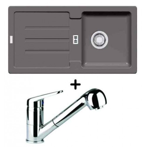 Franke SET G26 Fragranit Spüle STG 614 steingrau + Küchenarmatur FC 9547.031