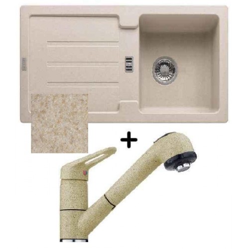 Franke SET G28 Fragranit Spüle STG 614 beige + Küchenarmatur FC 9547.085