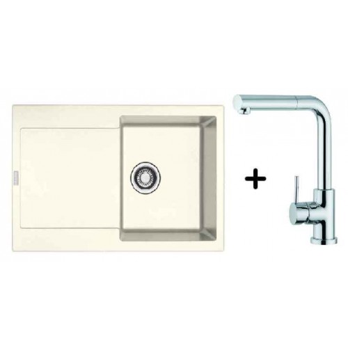 Franke SET G40 Fragranit Spüle MRG 611.094 glacier + Küchenarmatur FN 0147 Schlauchbrause