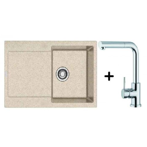 Franke SET G40 Fragranit Spüle MRG 611.071 beige+ Küchenarmatur FN 0147 mit Schlauchbrause