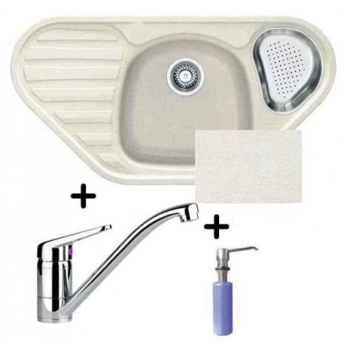 Franke SET G45 Fragranit Einbauspüle COG 651 E glacier + Armatur FC 9541+Spülmittelspender Franke SET G45 Fragranit Einbauspüle COG 651 E glacier + Armatur FC 9541+Spülmittelspender