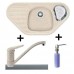 Franke SET G47 Fragranit Spüle COG 651E beige + Armatur FC 9541.085 + Spülmittelspender
