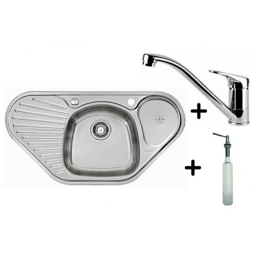 Franke SET N42 Edelstahlspüle MON 681 E + Küchenarmatur FB 250 + Spülmittelspender