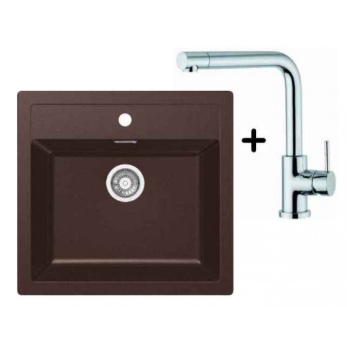 Franke SET T13 Tectonite Spüle SID 610 chocolate + Küchenarmatur Samoa