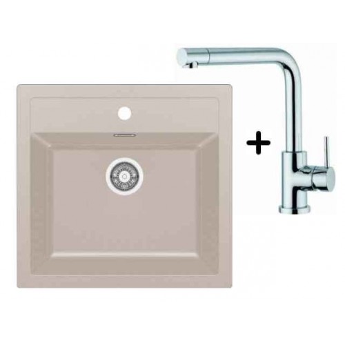 Franke SET T13 Tectonite Spüle SID 610 cafe + Küchenarmatur Samoa