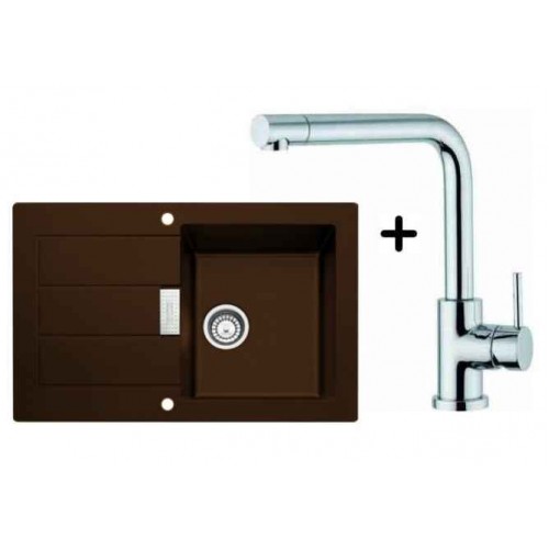 Franke SET T14 Tectonite Spüle SID 611-78 chocolate + Küchenarmatur Samoa