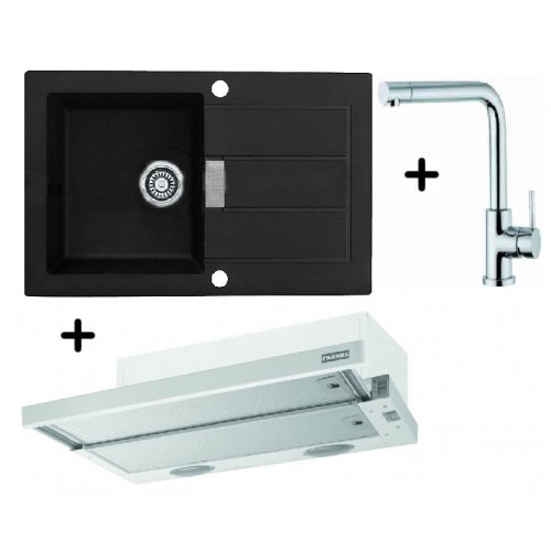 Franke SET T18 Tectonite Spüle SID 611-78 + Küchenarmatur Samoa + Dunstabzugshaube