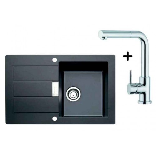 Franke SET T2 Tectonite Spüle SID 611-78 schwarz + Küchenarmatur FN 0147