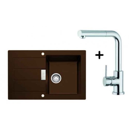 Franke SET T2 Tectonite Spüle SID 611-78 chocolate + Küchenarmatur FN 0147 Franke SET T2 Tectonite Spüle SID 611-78 chocolate + Küchenarmatur FN 0147