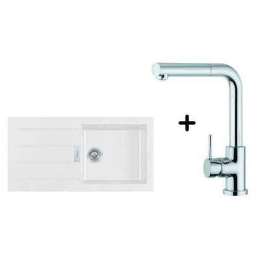 Franke SET T4 Tectonite Spüle SID 611 weiß + Küchenarmatur FN 0147