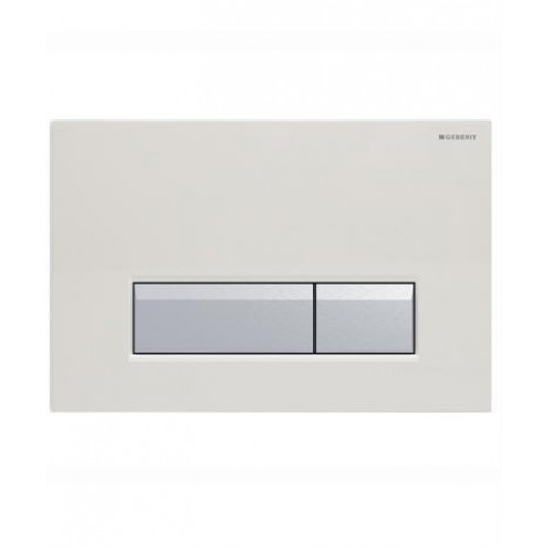 GEBERIT SIGMA 40 Betätigungsplatte, Glas weiß/Aluminium gebürstet 115.600.SI.1