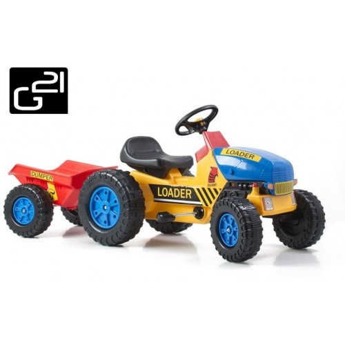G21 Kindertraktor mit Anhänger gelb/blau 690814