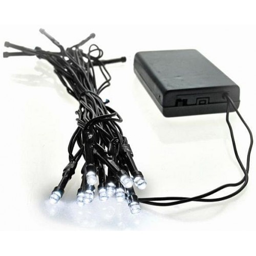 SOLIGHT LED Lichterkette 20Er weiß,3x AA Batterie, güner Kabel ,1V50-W VS1V50