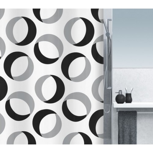 Spirella Rings Duschvorhang Grau, Schwarz 180 x 200 cm 1015184 Spirella Rings Duschvorhang Grau, Schwarz 180 x 200 cm 1015184
