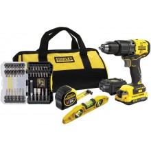 Stanley SFMCK101D1S FatMax V20 Akku-Schlagbohrmaschine mit Zubehör (18V/1x2,0Ah), Tasche