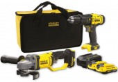 Stanley SFMCK471D2S FatMax V20 Akku-Bohrschrauber + Winkelschleifer (18V/2x2,0Ah), Tasche