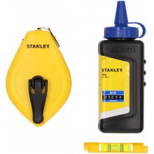 Stanley STHT47113-0 Schlagschnur Kunststoff 30m mit blauer Kreide und Schnurwasserwaage