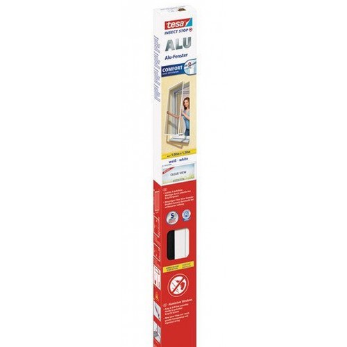 TESA Insect Stop Fliegengitter ALU Comfort FENSTER braun, Netz-anthrazit 1,4m x 1,5 55196