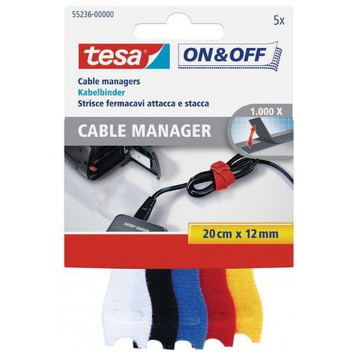 TESA On & Off Cable Manager- klein, 12 mm x 200 mm 55236