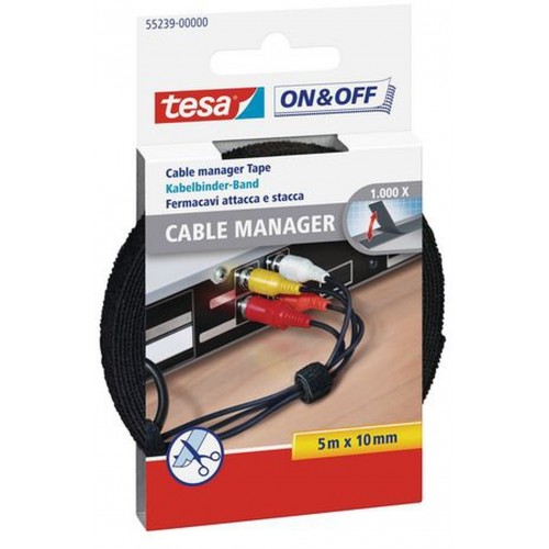TESA On & Off Cable Manager schwarz 5 m x 10 mm 55239