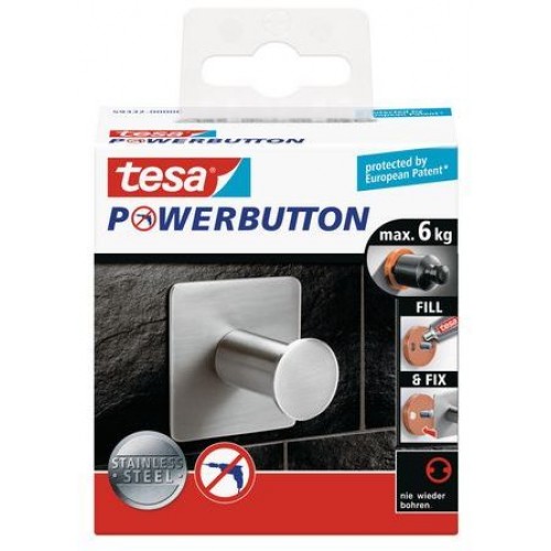 TESA Powerbutton Haken Classic Edelstahl matt 59332