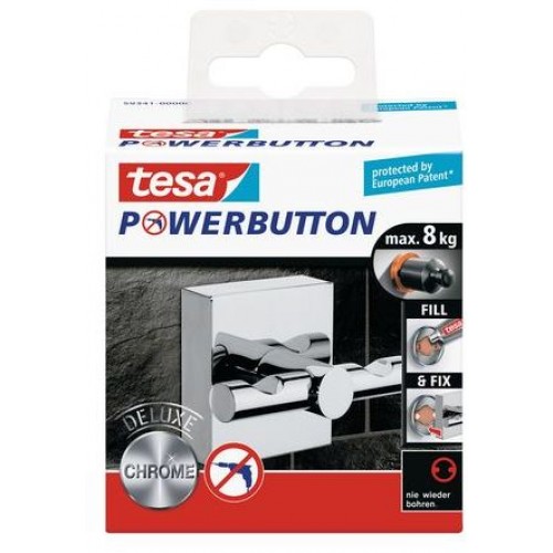 TESA Powerbutton Deluxe Haken Eckig glänzend 59341