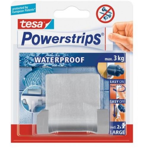 TESA Powerstrips® Waterproof Duohaken Zoom, Metall 59710