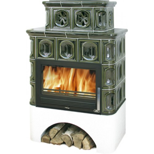 ABX KARELIE TV, Kachelofen mit Wärmetauscher 7 kW, Blech Einsatz, picasso