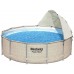 BESTWAY Power Steel Frame Pool 396 x 107 cm, Komplett-Set mit Filterpumpe, Rattan 5614V