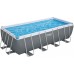 BESTWAY Power Steel Frame Pool 488 x 244 x 122 cm, Komplett-Set mit Sandfilteranlage 56671