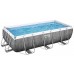 BESTWAY Power Steel Frame Pool-Set 404 x 201 x 100 cm, mit Filterpumpe, Rattan-Optik 56721