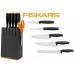 Fiskars Functional Form Messerblock, 5-teilig, Design-Messerblock, schwarz 1014190