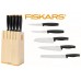 Fiskars Functional Form Messerblock, 5-teilig, Design-Messerblock, Holz 1014211