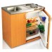 B-Ware Franke Kitchenette Küchenkomplett mit Schrank und Kühlschrank Delle im Kühlschrank