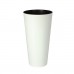 B-WARE Blumenvase TUBUS SLIM SHINE 27 L Blumentopf inkl. Einsatz Pflanzsäule glänzend weiß